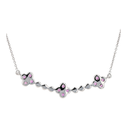 1/5 ctw 14K White Gold Pink Sapphire Station Necklace – Image 4