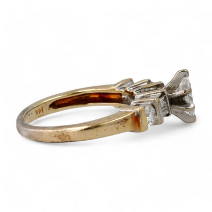 14K Gold Marquise Center Diamond Engagement Ring
