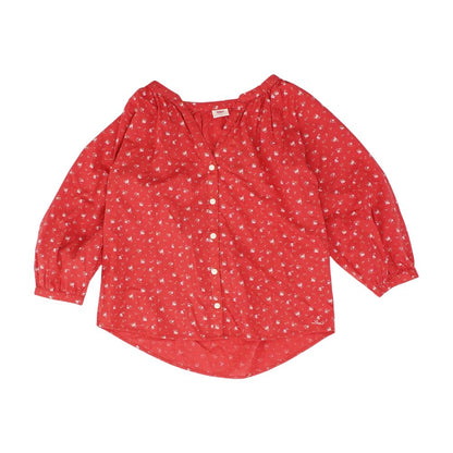 Red Floral Long Sleeve Blouse