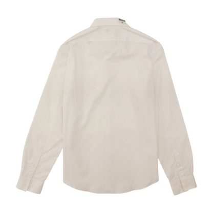 White Solid Long Sleeve Button Down