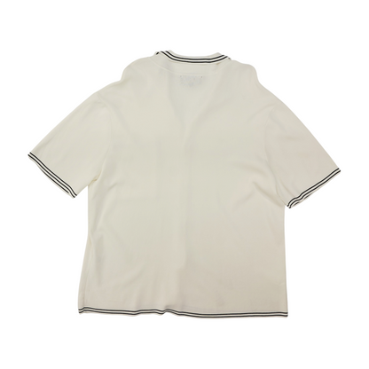 White Solid Short Sleeve Button Down