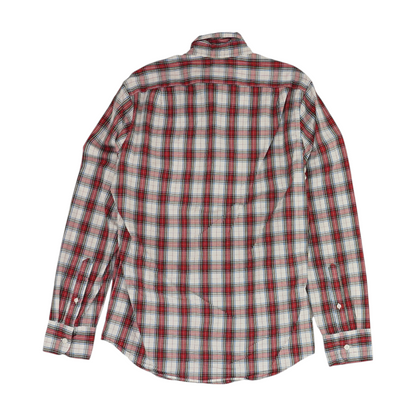 White Plaid Long Sleeve Button Down