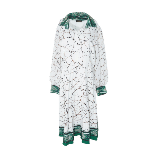 White Geometric Midi Dress