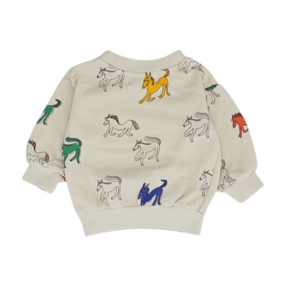 Beige Print Pullover Sweater