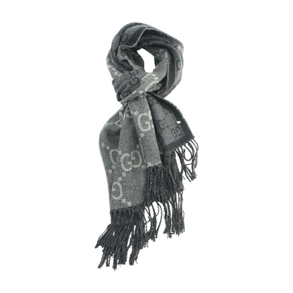Gray GG Wool Jacquard Scarf