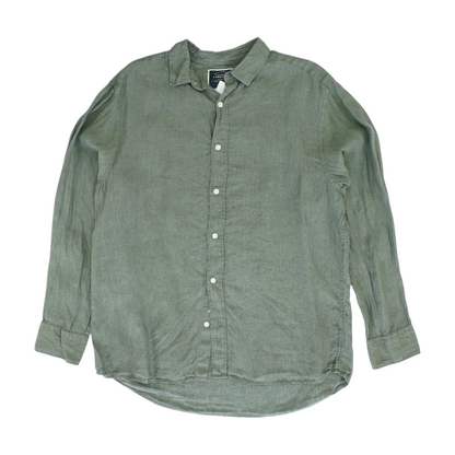Green Solid Long Sleeve Button Down
