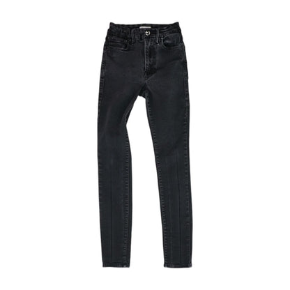Black Solid High Rise Skinny Leg Jeans