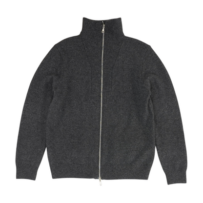 Gray Solid Cardigan Sweater