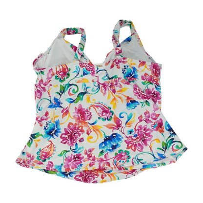 White Plus Floral Swim Top
