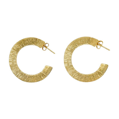 Gold Tone Martele Hoop Earrings