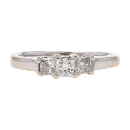 1/5 Ct 14K White Gold Triple Square Diamond Engagement Ring