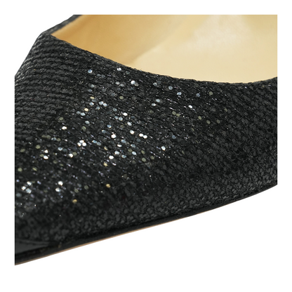 Black Romy Pumps in Black Glitter Finish 60