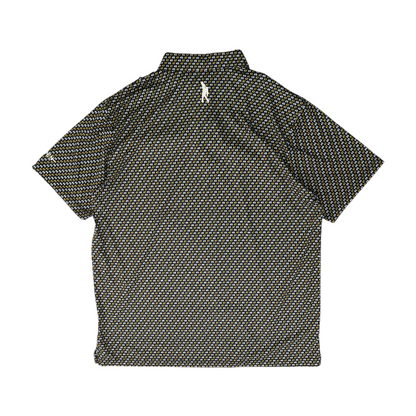 Black Print Short Sleeve Polo