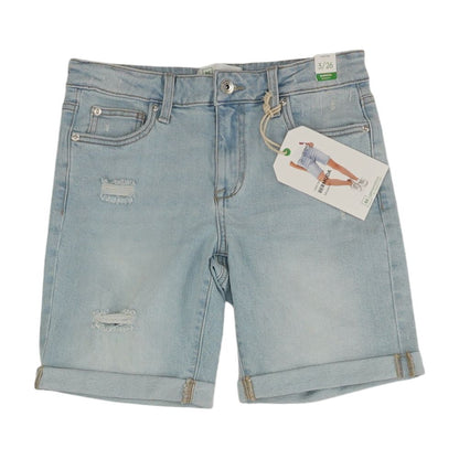 Blue Solid Denim Shorts