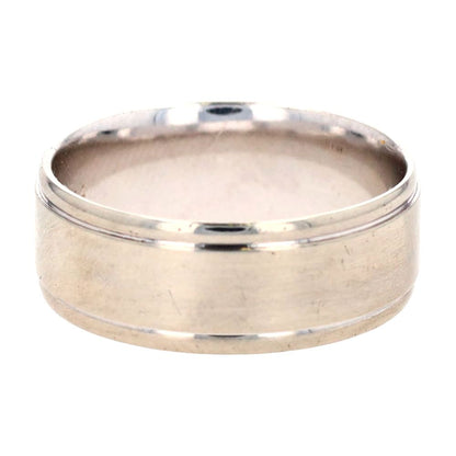 10K White Gold Plain Grooved Edge Band