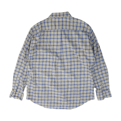 Beige Plaid Flannel Button Down