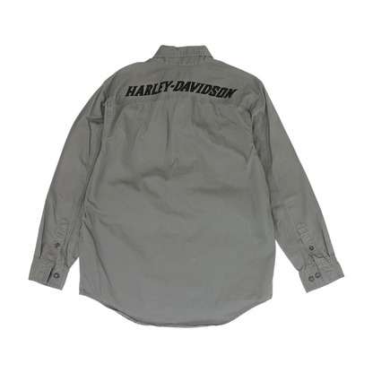Gray Solid Long Sleeve Button Down