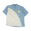 Blue Color Block Short Sleeve Button Down