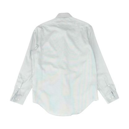 White Geometric Long Sleeve Button Down