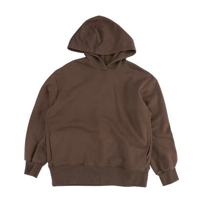 Brown Solid Hoodie Pullover
