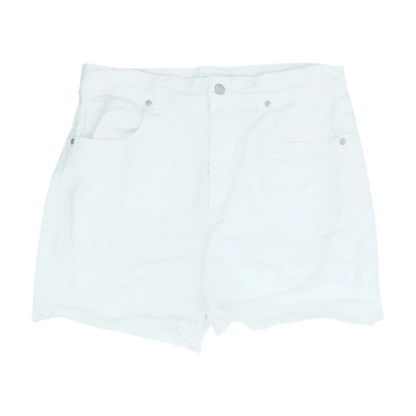 White Solid Denim Shorts
