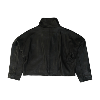 Black Solid Leather Jacket