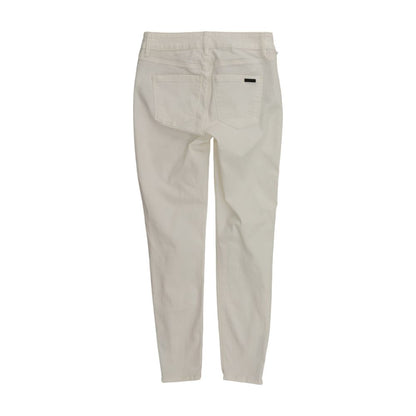 White Solid Mid Rise Skinny Leg Jeans