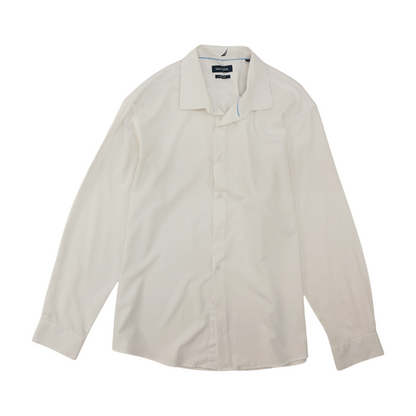 White Solid Long Sleeve Button Down