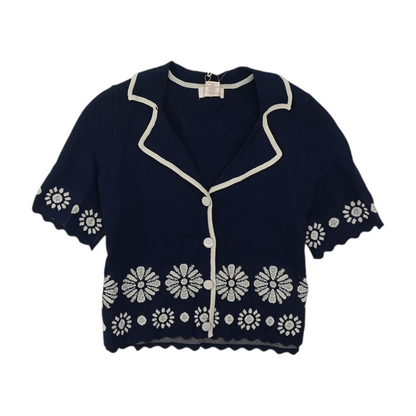 Navy Floral Cardigan Sweater