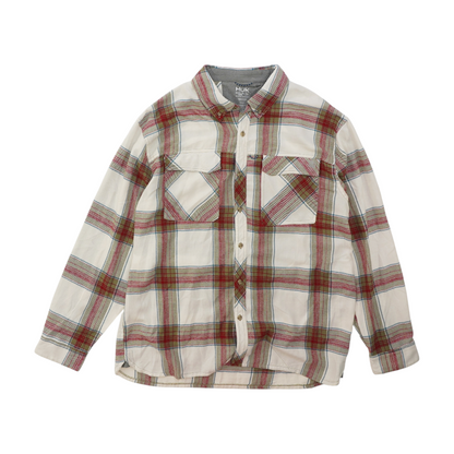 White Plaid Flannel Button Down