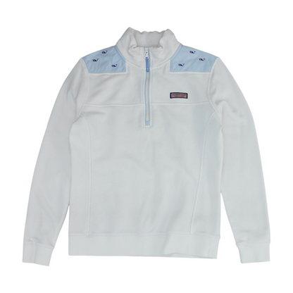 White Solid 1/4 Zip Pullover