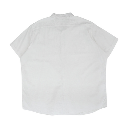 White Tall Solid Short Sleeve Button Down