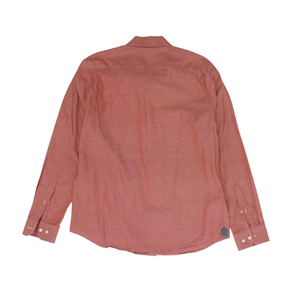 Red Solid Long Sleeve Button Down