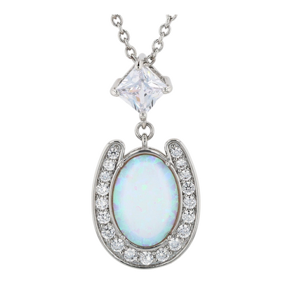 Costume Opal Pendant Necklace
