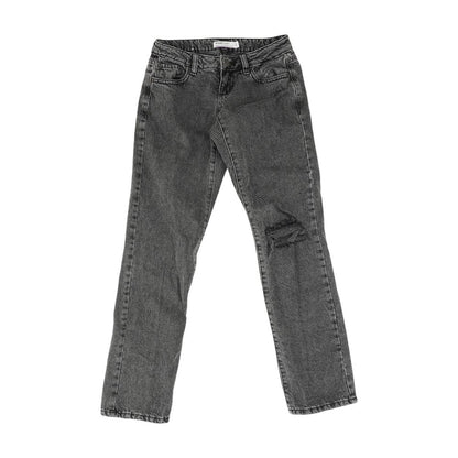 Gray Solid Low Rise Straight Leg Jeans