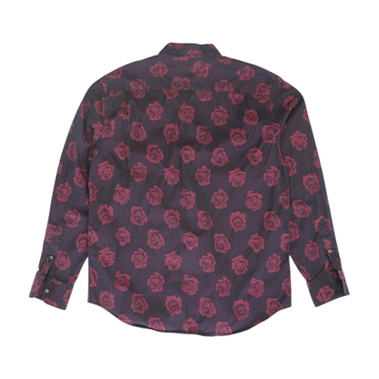 Maroon Floral Long Sleeve Button Down