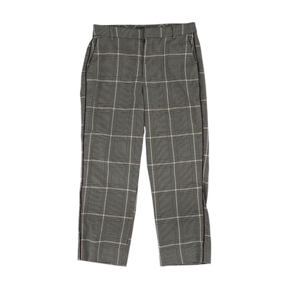 Beige Houndstooth Regular Pants