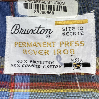 Vintage Blue Plaid Short Sleeve Button Down