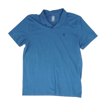 Blue Solid Short Sleeve Polo
