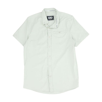 Green Solid Short Sleeve Button Down