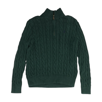Green Solid 1/4 Zip Sweater