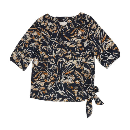 Navy Floral 3/4 Sleeve Blouse