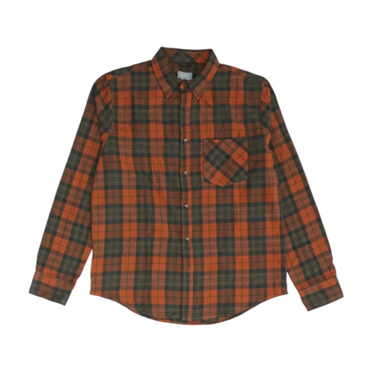 Orange Plaid Flannel Button Down