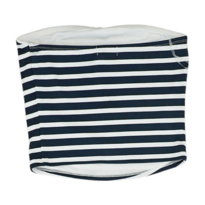 Navy Striped Cropped Blouse
