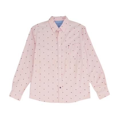 Pink Print Long Sleeve Button Down