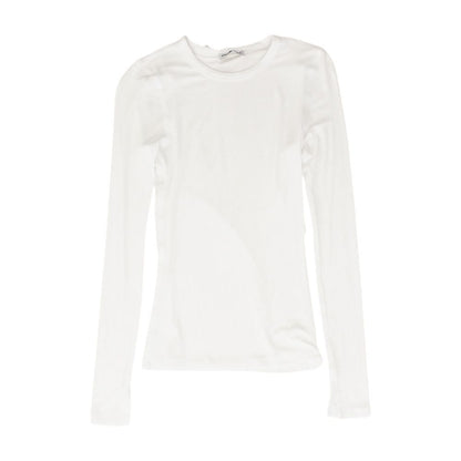White Solid Crewneck Knit Top