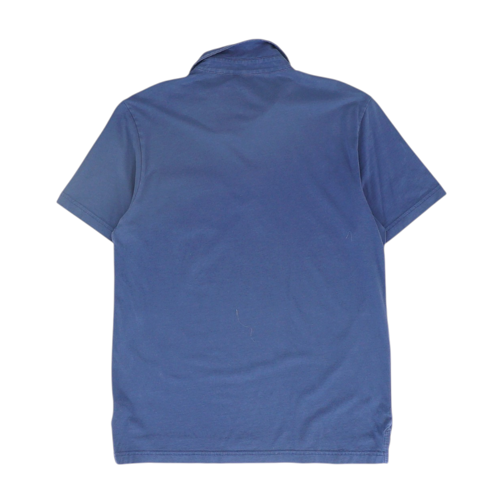 Blue Solid Short Sleeve Polo