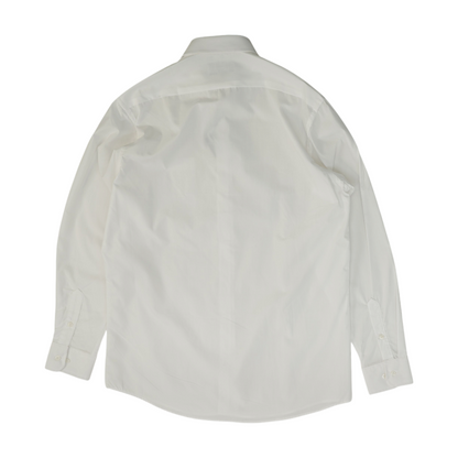 White Solid Long Sleeve Button Down