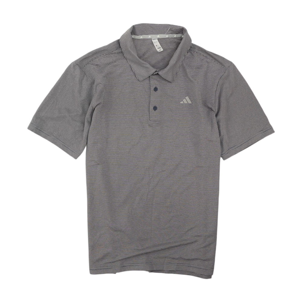 Gray Striped Short Sleeve Polo