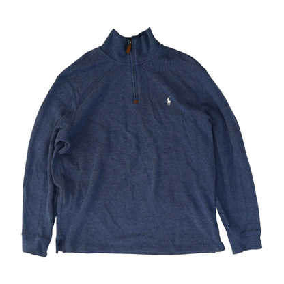 Blue Solid 1/4 Zip Pullover